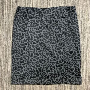 Fenn Wright Manson Women's Size 14 Black Gray‎ A Line Knee Length Skirt Animal